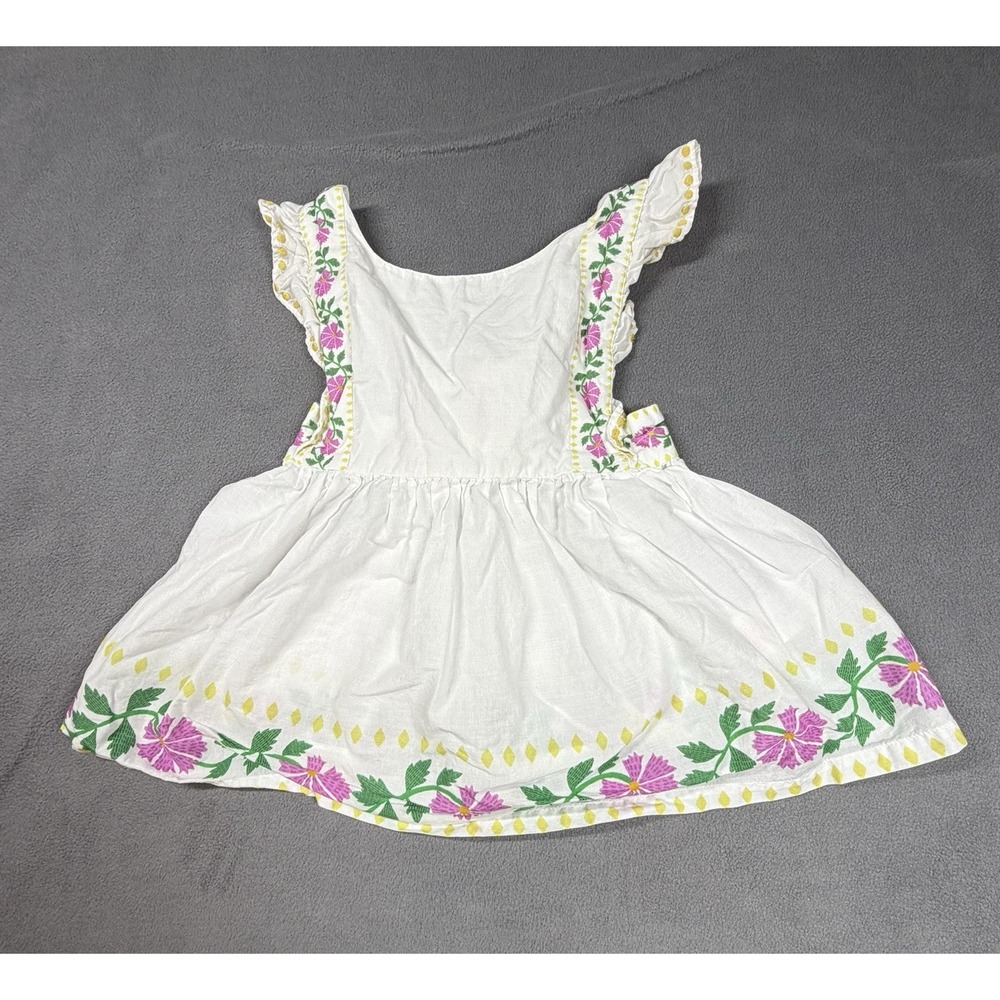 Mini Boden Peplum Top Shirt Girls 6-7 White Cotton Eyelet Floral Embroidered